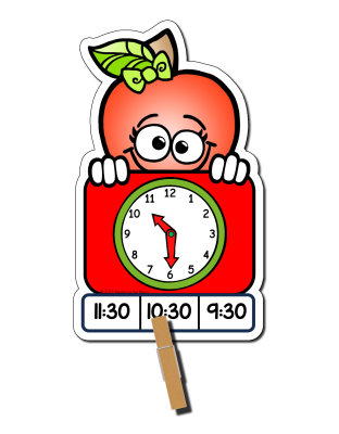 Apple Time to the Half Hour Clip Cards
