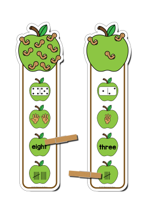 Apple Number Representation Clip Cards