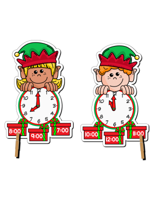 Christmas Telling the Time to the Hour Clip Cards